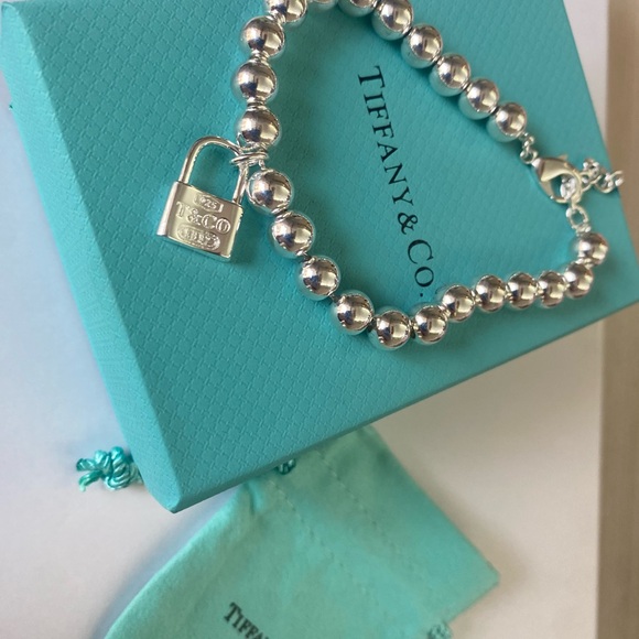 Tiffany & Co. Silver Bead Bracelet with Padlock